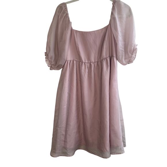 Things Between Dusty Rose Size Medium Mini Peasant Dress Puff Sleeves - Picture 1 of 9